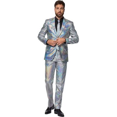 Opposuits Discoballer Anzug Silber - Slim Fit, Größe 60 Opposuits Discoballer Anzug Silber - Slim Fit, Größe 60