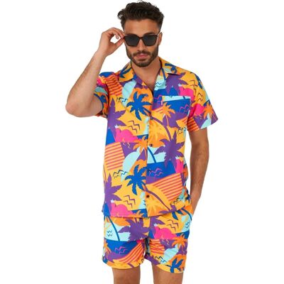 OppoSuits Sommeranzug Palm Power - Palmen und Strandmotive, Kurzarmhemd, Elastischer Bund - Sommeranzug OppoSuits Sommeranzug Palm Power - Palmen und Strandmotive, Kurzarmhemd, Elastischer Bund - Sommeranzug