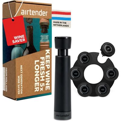 Airtender Vakuumpumpe for Vinn med 6 Stopper-Sett - Vinbevaring Airtender Vakuumpumpe for Vinn med 6 Stopper-Sett - Vinbevaring