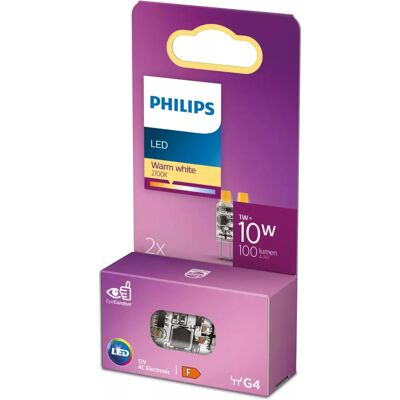 Ampoule LED Philips - Blanc chaud - 1W - Pack de 2 - Publicité Ampoule LED Philips - Blanc chaud - 1W - Pack de 2 - Publicité