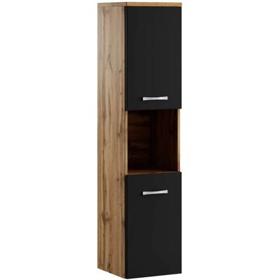 Badezimmerschrank Montreal - 30x30x131cm - Eiche Schwarz Badezimmerschrank Montreal - 30x30x131cm - Eiche Schwarz