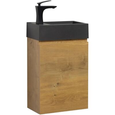 BADPLAATS - Gabinetto Angela 40cm Rovere - schwarz - 40 cm - rovere - Badezimmerunterschrank mit Spüle BADPLAATS - Gabinetto Angela 40cm Rovere - schwarz - 40 cm - rovere - Badezimmerunterschrank mit Spüle