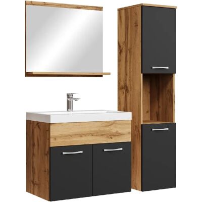 BADPLAATS Ensemble Salle de Bain Montreal 60cm - Bois Naturel & Noir Mat - Mobilier de Salle de Bain - Publicité BADPLAATS Ensemble Salle de Bain Montreal 60cm - Bois Naturel & Noir Mat - Mobilier de Salle de Bain - Publicité