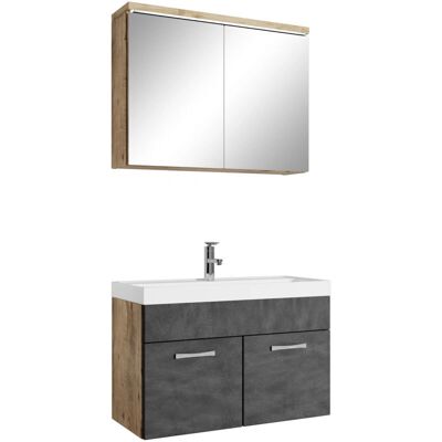 BADPLAATS Paso 02 Armoire de bain 80cm - Chêne Foncé & Gris - Rangement - Publicité BADPLAATS Paso 02 Armoire de bain 80cm - Chêne Foncé & Gris - Rangement - Publicité
