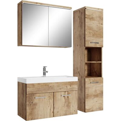 BADPLAATS Ensemble salle de bain Rovere Castagno 80cm avec LED - Publicité BADPLAATS Ensemble salle de bain Rovere Castagno 80cm avec LED - Publicité