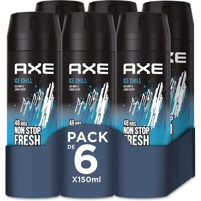 Axe Ice Chill Spray Corporel 150ml Pack de 6 Axe Ice Chill Spray Corporel 150ml Pack de 6