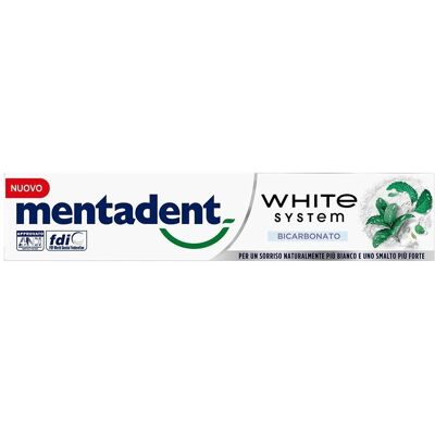 Dentifricio Mentadent 75ml Sistema Bianco Bicarbonato - Dentifricio Dentifricio Mentadent 75ml Sistema Bianco Bicarbonato - Dentifricio