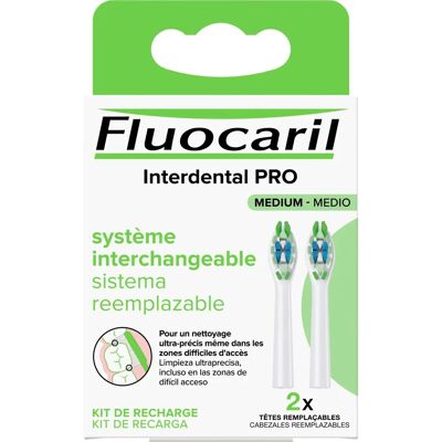 Fluocaril Interdental Pro Medium - Têtes Remplaçables - Publicité Fluocaril Interdental Pro Medium - Têtes Remplaçables - Publicité