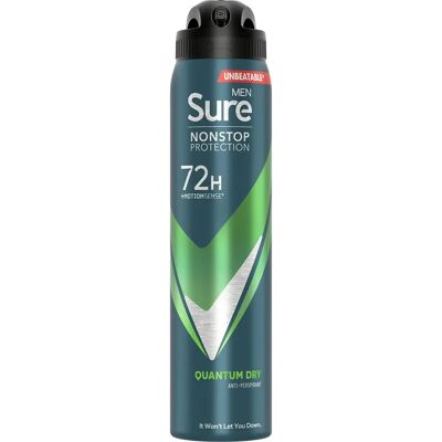 Sure Men Quantum Dry Deodorant - 72h Protection, 3x250ml Sure Men Quantum Dry Deodorant - 72h Protection, 3x250ml
