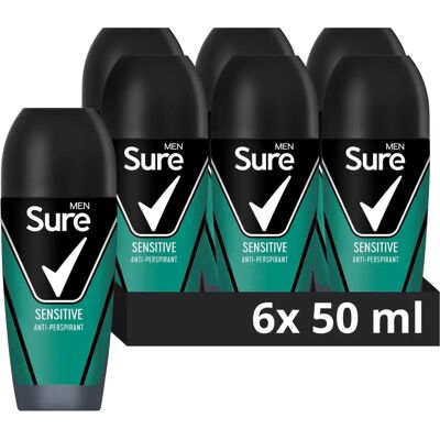 Sure Men Sensitive Antiperspirant Roll-On - 48H Sweat & Odour Protection Sure Men Sensitive Antiperspirant Roll-On - 48H Sweat & Odour Protection