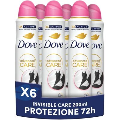 Dove (Compra 6 - Cura Invisibile) Spray Deodorante AP Avanzato 200ml Dove (Compra 6 - Cura Invisibile) Spray Deodorante AP Avanzato 200ml