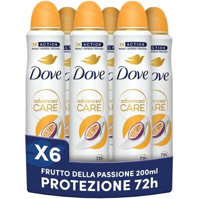Dove (Buy 6 - Passion Fruit & Lemongrass) Advanced Care AP Deodorant Spray 200ml Dove (Buy 6 - Passion Fruit & Lemongrass) Advanced Care AP Deodorant Spray 200ml