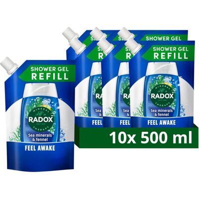 Radox Brand Mineral Therapy 2-in-1 Shower Gel Refill Pouch Feel Awake 500ml - Unisex Radox Brand Mineral Therapy 2-in-1 Shower Gel Refill Pouch Feel Awake 500ml - Unisex