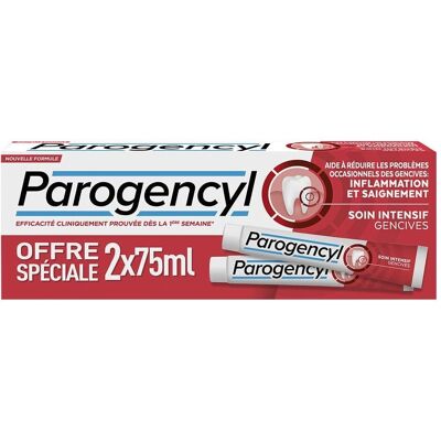 Parogencyl Dentifrice Soin Intensif Gencives - 2x75ml - Publicité Parogencyl Dentifrice Soin Intensif Gencives - 2x75ml - Publicité