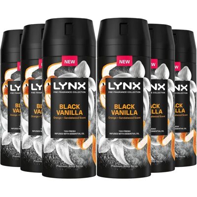 Lynx Black Vanilla Deodorant Body Spray - 6 Pack Lynx Black Vanilla Deodorant Body Spray - 6 Pack