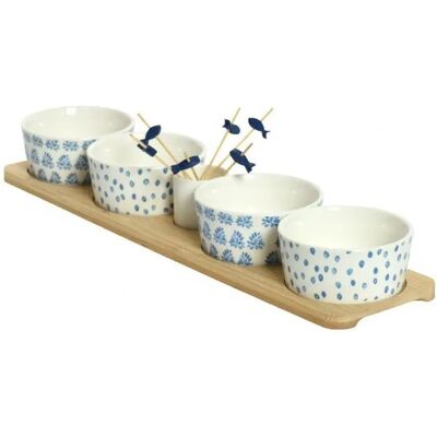 Kaeming - Porcelain Serving Set 10x40x5.5cm - Βάση από μπαμπού - Σερβίρισμα Kaeming - Porcelain Serving Set 10x40x5.5cm - Βάση από μπαμπού - Σερβίρισμα