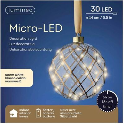 Palla di Natale Dorata Lumineo - 14cm, LED, Timer Palla di Natale Dorata Lumineo - 14cm, LED, Timer