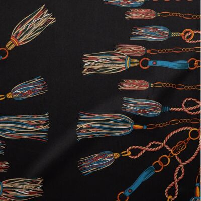 Mondial Tissus - Polyester - Motif chaînes pompons - Tissu - Publicité Mondial Tissus - Polyester - Motif chaînes pompons - Tissu - Publicité