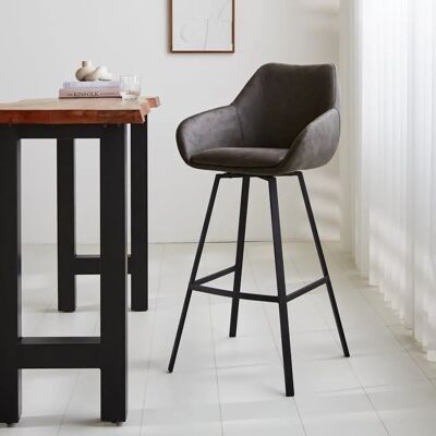 Dimehouse - Elise - Anthrazit - Eco-Leder - Barhocker Dimehouse - Elise - Anthrazit - Eco-Leder - Barhocker