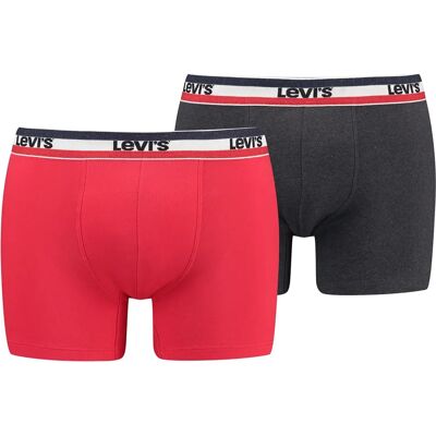 Levi's Boxer Briefs pour Hommes - Coton Biologique, Lot de 2, Rouge/Noir - Publicité Levi's Boxer Briefs pour Hommes - Coton Biologique, Lot de 2, Rouge/Noir - Publicité