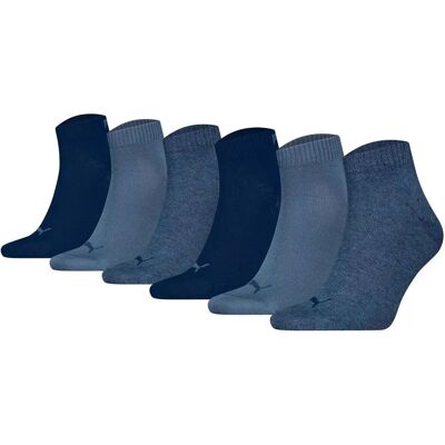 PUMA Unisex Quarter Socken - 6er Pack, Blau Mix - Socken PUMA Unisex Quarter Socken - 6er Pack, Blau Mix - Socken