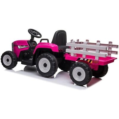 Viking Choice Tractora eléctrico con remolque - Rosa - 136cm x 52cm x 50cm Viking Choice Tractora eléctrico con remolque - Rosa - 136cm x 52cm x 50cm
