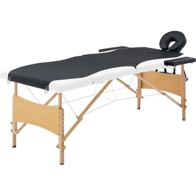 vidaXL Massagetafel inklapbaar - 2 zones zwart en wit vidaXL Massagetafel inklapbaar - 2 zones zwart en wit