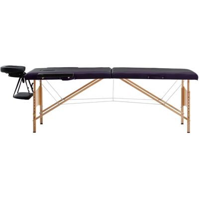 vidaXL Massagetafel Opvouwbaar 2 Zones Hout Zwart vidaXL Massagetafel Opvouwbaar 2 Zones Hout Zwart