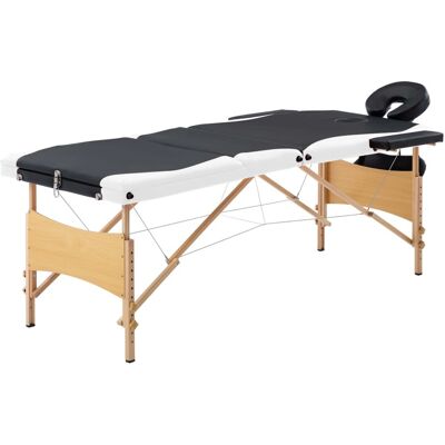vidaXL Opvouwbare massage tafel 3 zones zwart en wit vidaXL Opvouwbare massage tafel 3 zones zwart en wit