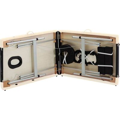 vidaXL Klappbarer Massagetisch - 2 Zonen, Aluminium, Schwarz & Beige vidaXL Klappbarer Massagetisch - 2 Zonen, Aluminium, Schwarz & Beige