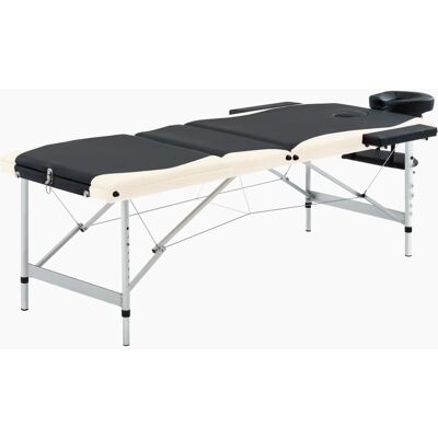 vidaXL Table de Massage Pliable 3 Zones Noire Beige - Publicité vidaXL Table de Massage Pliable 3 Zones Noire Beige - Publicité