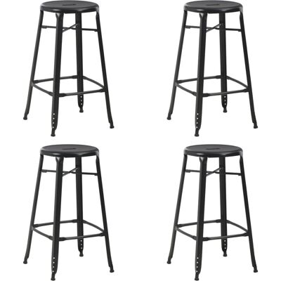 VidaXL 3054558 - Schwarze Stahl Barhocker-Set, 4 Stück VidaXL 3054558 - Schwarze Stahl Barhocker-Set, 4 Stück
