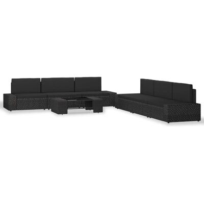 Zestaw mebli ogrodowych VidaXL - Czarny - Modułowa Sofa i Stół Zestaw mebli ogrodowych VidaXL - Czarny - Modułowa Sofa i Stół