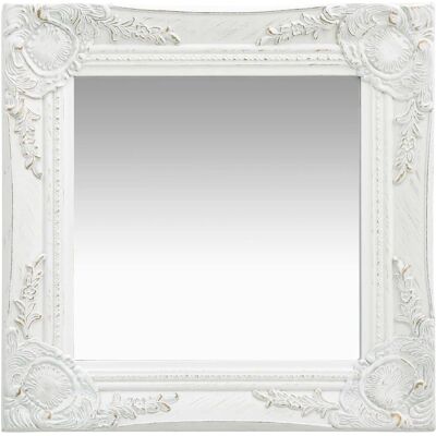 vidaXL Lustro na ścianę w stylu barok 40x40 cm Białe - Lustro na ścianę vidaXL Lustro na ścianę w stylu barok 40x40 cm Białe - Lustro na ścianę