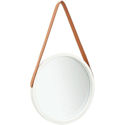 vidaXL Espejo de Pared con Correa 40 cm Blanco - Espejo de Pared vidaXL Espejo de Pared con Correa 40 cm Blanco - Espejo de Pared