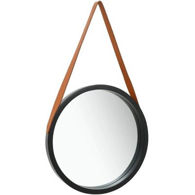 Espejo de pared con correa vidaXL 40 cm Negro - Espejo de Pared Espejo de pared con correa vidaXL 40 cm Negro - Espejo de Pared