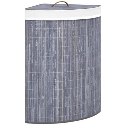 vidaXL Panier à linge d'angle en bambou gris 60 L - Panier à linge - Publicité vidaXL Panier à linge d'angle en bambou gris 60 L - Panier à linge - Publicité