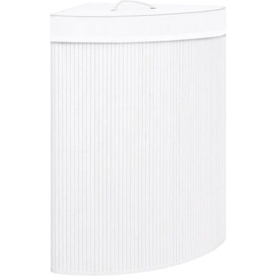 vidaXL Cesto de ropa de esquina de bambú blanco 60L - Cesto de lavandería vidaXL Cesto de ropa de esquina de bambú blanco 60L - Cesto de lavandería