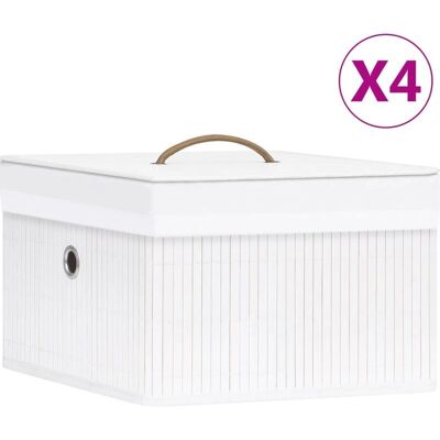 vidaXL Bambus Aufbewahrungsboxen Weiß Regal Korb Truhe Haushaltsorganisation - Aufbewahrungsboxen vidaXL Bambus Aufbewahrungsboxen Weiß Regal Korb Truhe Haushaltsorganisation - Aufbewahrungsboxen