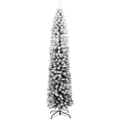 Slank Kunstkerstboom met Geklopte Sneeuw Groene PVC - Kerstboom Slank Kunstkerstboom met Geklopte Sneeuw Groene PVC - Kerstboom