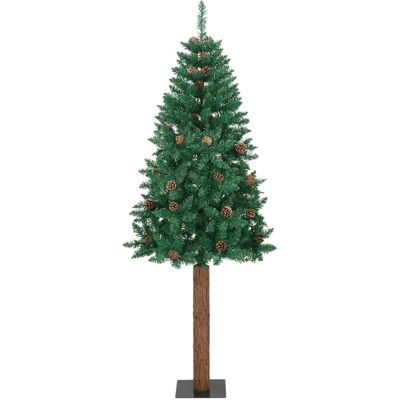 vidaXL Schlanker Weihnachtsbaum mit Echtholz und Zapfen - 210cm - Weihnachtsbaum vidaXL Schlanker Weihnachtsbaum mit Echtholz und Zapfen - 210cm - Weihnachtsbaum