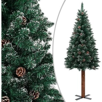 vidaXL Schlanker Weihnachtsbaum mit echtem Holz & Schnee vidaXL Schlanker Weihnachtsbaum mit echtem Holz & Schnee