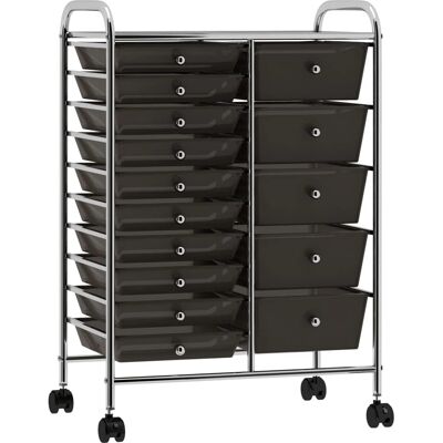 vidaXL Chariot de rangement mobile avec 15 tiroirs XXL Noir en Plastique - Chariot de rangement vidaXL Chariot de rangement mobile avec 15 tiroirs XXL Noir en Plastique - Chariot de rangement