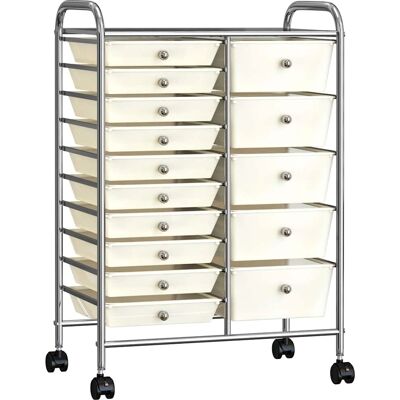 vidaXL Modèle 558421 - Chariot à tiroirs, 15 tiroirs amovibles, Blanc vidaXL Modèle 558421 - Chariot à tiroirs, 15 tiroirs amovibles, Blanc