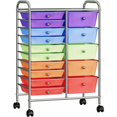 vidaXL XXL Carrito de almacenaje con 15 cajones Plástico multicolor - Wózek szufladowy vidaXL XXL Carrito de almacenaje con 15 cajones Plástico multicolor - Wózek szufladowy
