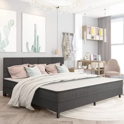 vidaXL Lit à ressorts en tissu gris foncé 200x200cm - Lit - Publicité vidaXL Lit à ressorts en tissu gris foncé 200x200cm - Lit - Publicité