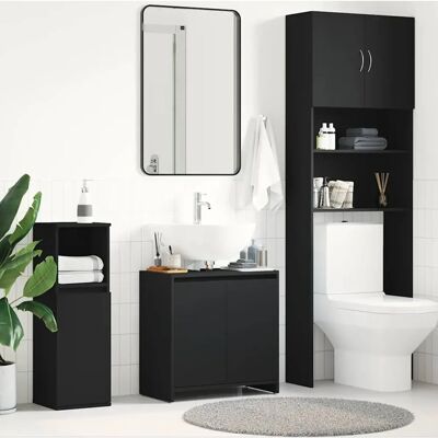 vidaXL Sort badeværelsesskab 60x33x61 cm Spånplademateriale - Badeværelse møbel vidaXL Sort badeværelsesskab 60x33x61 cm Spånplademateriale - Badeværelse møbel