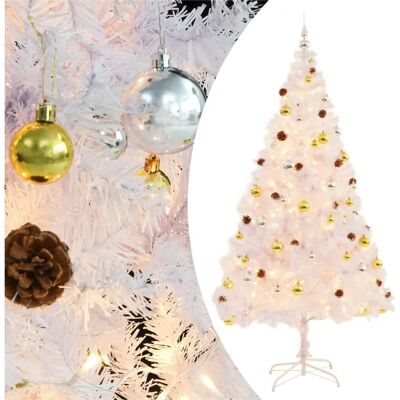 vidaXL Künstlicher Weihnachtsbaum mit Lichtern und Kugeln Weiß 210 cm - Weihnachtsbaum vidaXL Künstlicher Weihnachtsbaum mit Lichtern und Kugeln Weiß 210 cm - Weihnachtsbaum