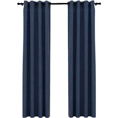 Tende oscuranti effetto lino blu - 2 pz 140x225cm Tende oscuranti effetto lino blu - 2 pz 140x225cm