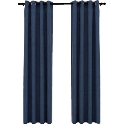 vidaXL Verdunkelungsvorhänge mit Ösen 2 Stück Blau 140x245cm vidaXL Verdunkelungsvorhänge mit Ösen 2 Stück Blau 140x245cm